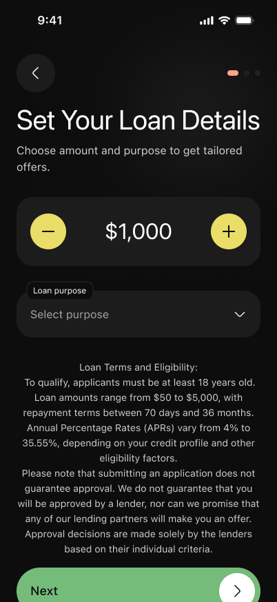Set your loan details